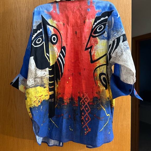 Artistic colorful blouse inspired by Picasso - Picture 3 of 3